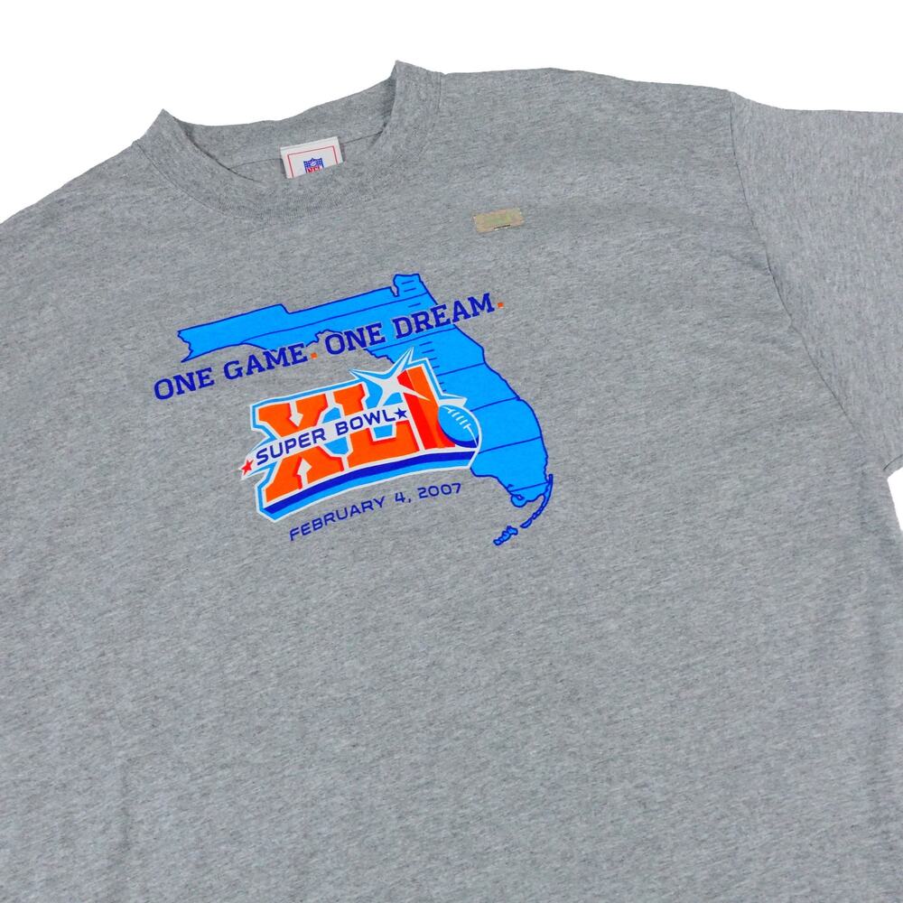 NFL Super Bowl XLI Florida Feb 4 2007 One Game One Dream Gray T Shirt NWT NEW